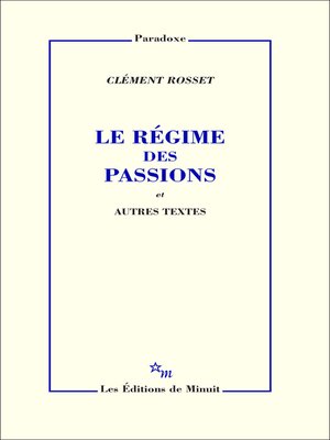 cover image of Le Régime des passions et autres textes